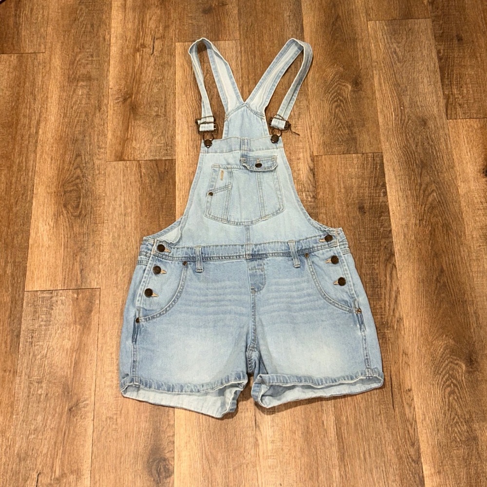 LEI Denim Shortalls Light Wash Blue Cotton Overalls Juniors Medium Y2K Style